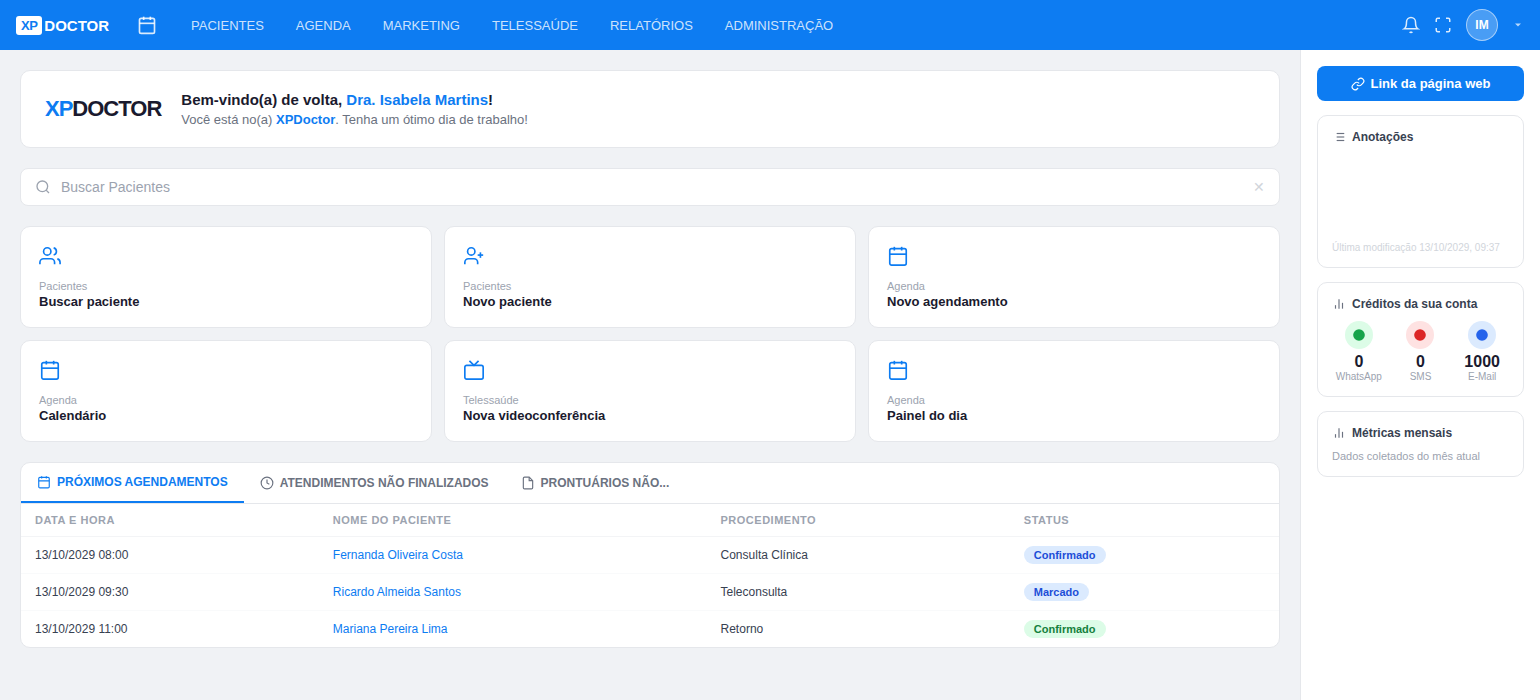 Dashboard — XPDoctor Clinic