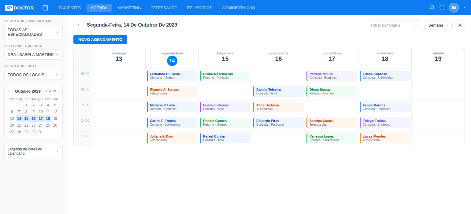 Agenda Semanal — XPDoctor Clinic